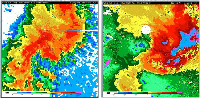 "Photo of weather images at time of Flight 1420 approach"