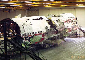"Wreckage of TWA Flight 800; Boeing 747-100; July 17, 1996"