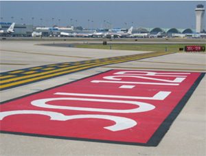 "Photo of surface painted hold signs"