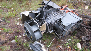 "Photo of engine separated from the helicopter frame"