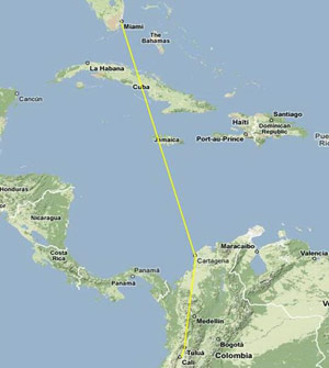 "Route from Miami to Cali"