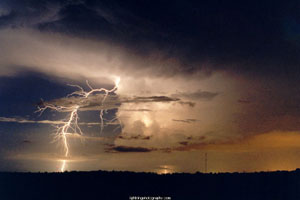 "Photo of lightning from a cumulonimbus cloud Photo copyright Michael Bath - used with permission"
