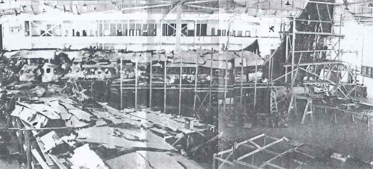 "Photo of wreckage reconstruction from the Civil Aeronautics Board"