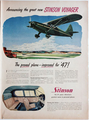 "1947 Life Magazine ad for the Stinson"