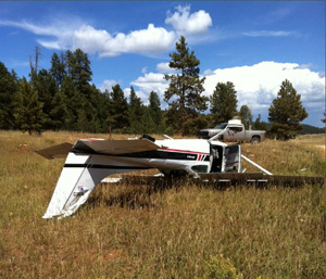 "Photo of Cessna 182 N79ES wreckage Photo copyright NTSB - used with permission"