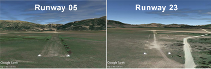"Google Earth images of Bruce Meadows Airport runways"