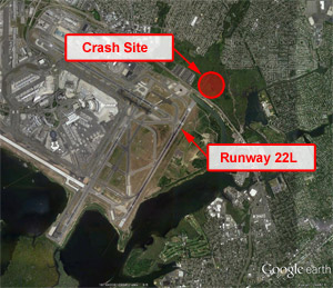 "Google Earth view of JFK, Showing Crash Site"