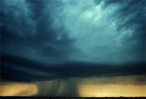 "A high speed video of an actual microburst, the result of the processes described in the previous video, is available at the following link: (Tucson Microburst Video). This copyrighted video was provided by Mr. Bryan Snider, a Phoenix, Arizona professional photographer, and is used here with his permission. Photo of a microburst"