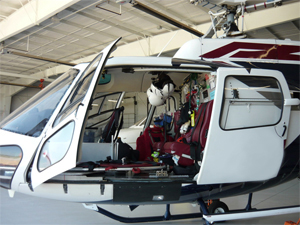"Photo of an EagleMed AS-350 with EMS configuration. Photo copyright Paula V. Stout - used with permission"