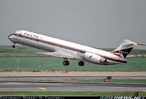 "Photo of Delta Airlines MD-88 on Takeoff Photo copyright Robert M. Campbell - used with permission"