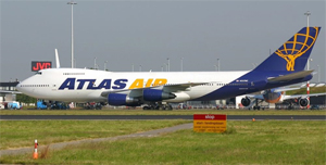 "Photo of Atlas Air 747-200 freighter damaged by shifting cargo"