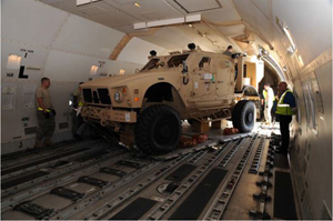 "Photo of an example M-ATV vehicle being loaded into a 747-400 BCF Photo from Air Mobility Command"