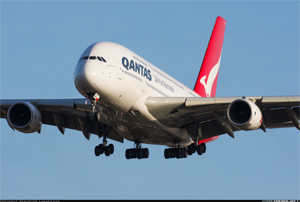 "Photo of Qantas A380 in flight Photo copyright Sebastian Lukasiewicz - used with permission"