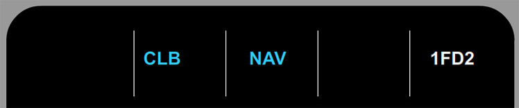"FMA display showing the autopilot and autothrust system disconnected. Flight directors are still engaged in the Climb Vertical Mode and NAV Lateral Mode. Thrust is dependent on the positioning of the thrust levers."