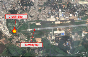 "Google Earth photo of Runway 09 at Bangalore Airport"