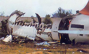 "Post-accident photo of Indian Airlines Flight 605"