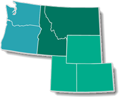 "Map of states in Northwest Mountain Region"