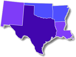 "Map of FAA's Southwest Region states"