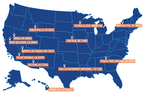Map of 12 Airports that have Arrival Alert Notices