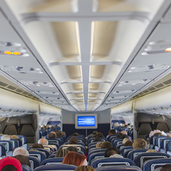 Interior view of airplane cabin