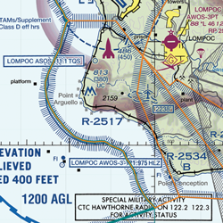 map of flight restricted areas around a spaceport