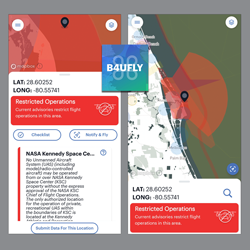 screenshots of b4ufly app