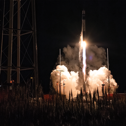 rocket launch at night