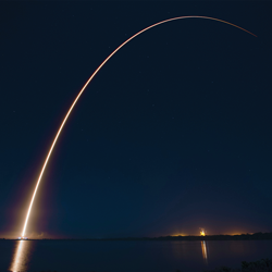 flight path of a commercial space rocket launch