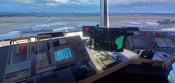 An RID at Centennial Airport, center, helps controllers remember which runways are occupied and which are clear.