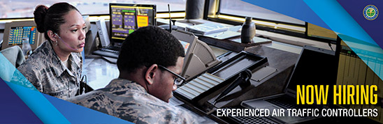 Air traffic controllers in a tower cab