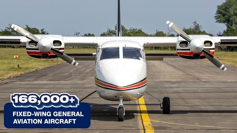166,000+ fixed-wing general aviation aircraft