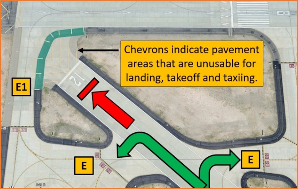 Picture showing the last available exits when landing Runway three zero.