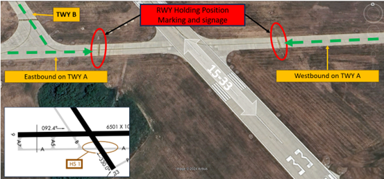 Depiction of Hotspot one on taxiway alpha.