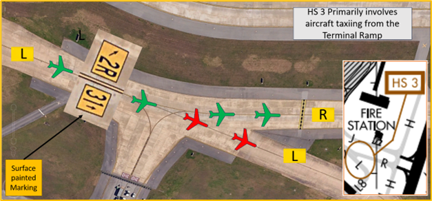 Picture of the Taxiway Romeo and Taxiway Lima split.
