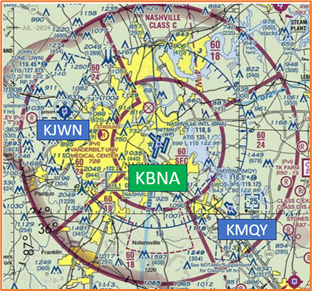 Picture of Sectional Chart identifying Nashville Airport’s location.