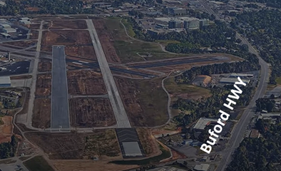 View of Buford Highway alongside the airport. 