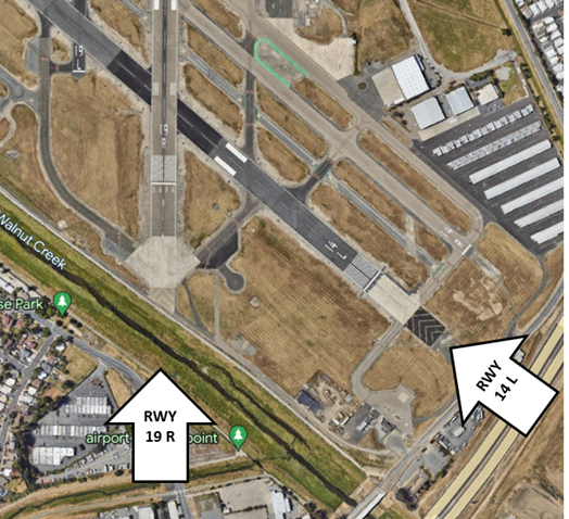 Image shows CCR and Compass Rose to the right of RWY 19R. 