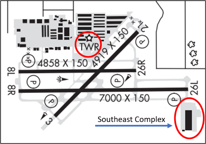 Picture of airport locations for flight instructor drop-offs.