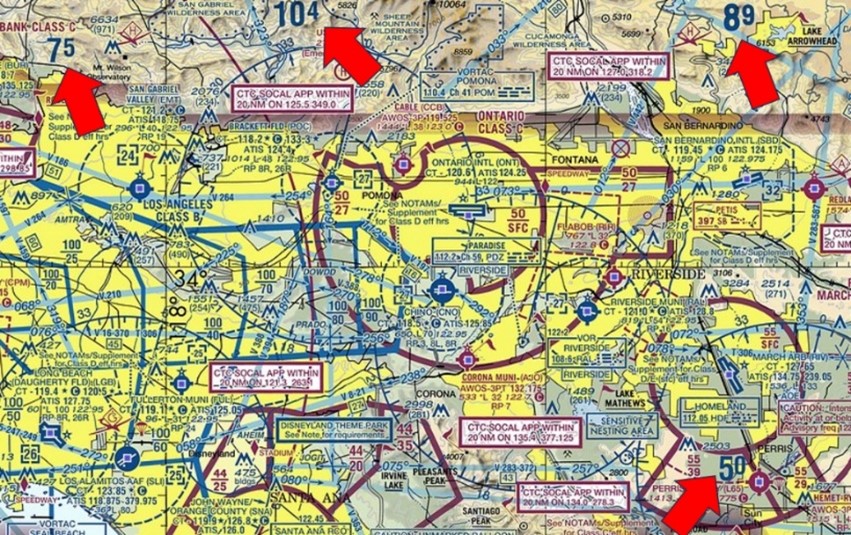 Picture from sectional Chart depicting high terrain.