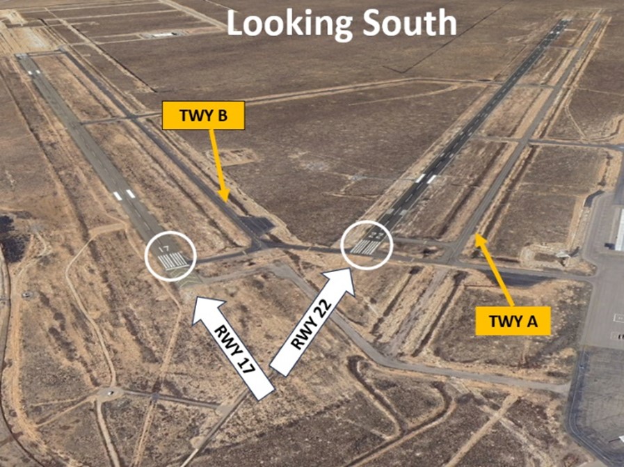Illustration showing full-length taxiways paralleling  adjacent runways. 