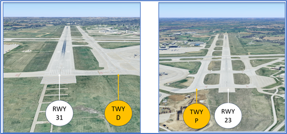 Picture of parallel taxiways for both runways.