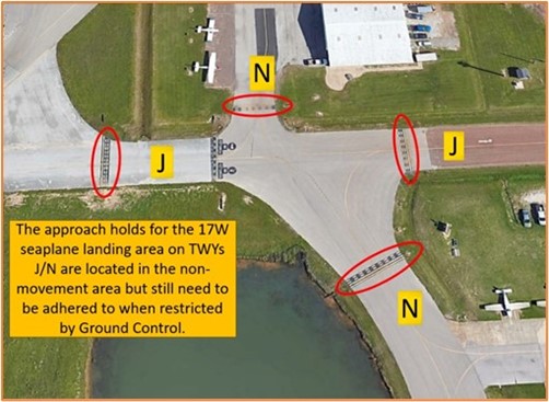 Picture of the Approach Hold locations for the Sea Lane.
