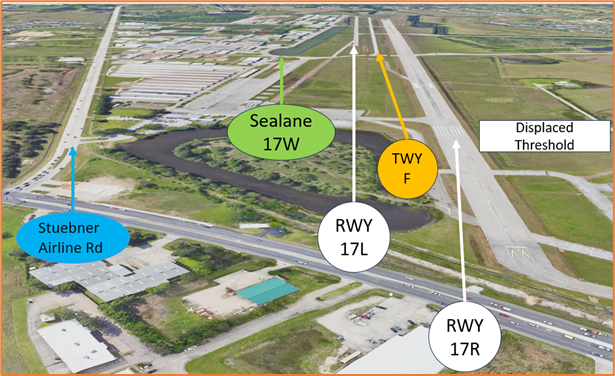 Picture of aerial view when arriving from the north.