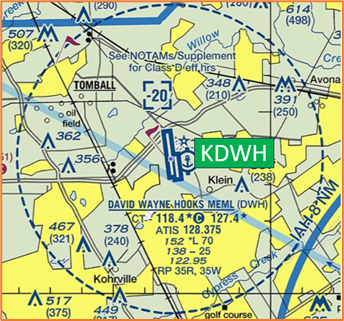 Picture from the Sectional Chart depicting KDWH.