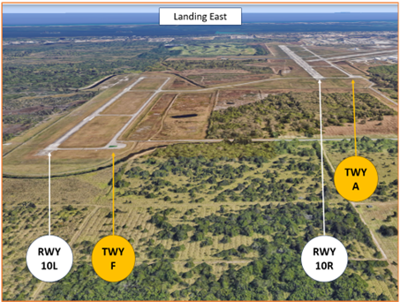 Picture of the runways when landing east.