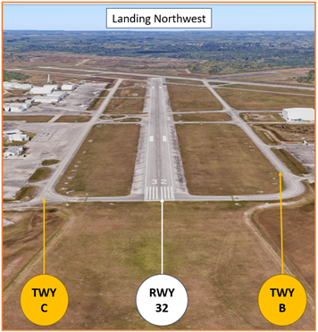 Picture of the runways when landing northwest.