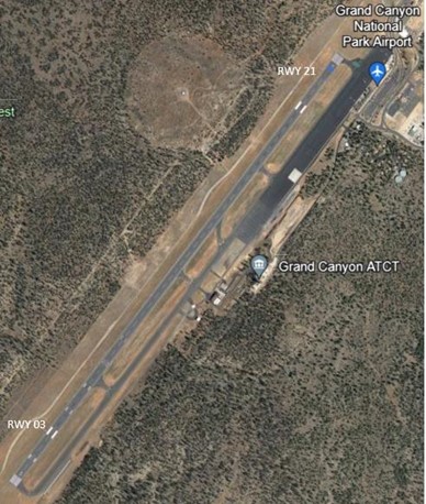 Image shows GCN is a small single runway airport. 
