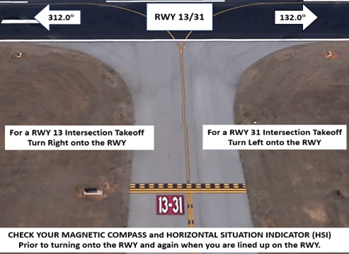 Image shows opportunity for wrong direction intersection takeoffs at GGG.