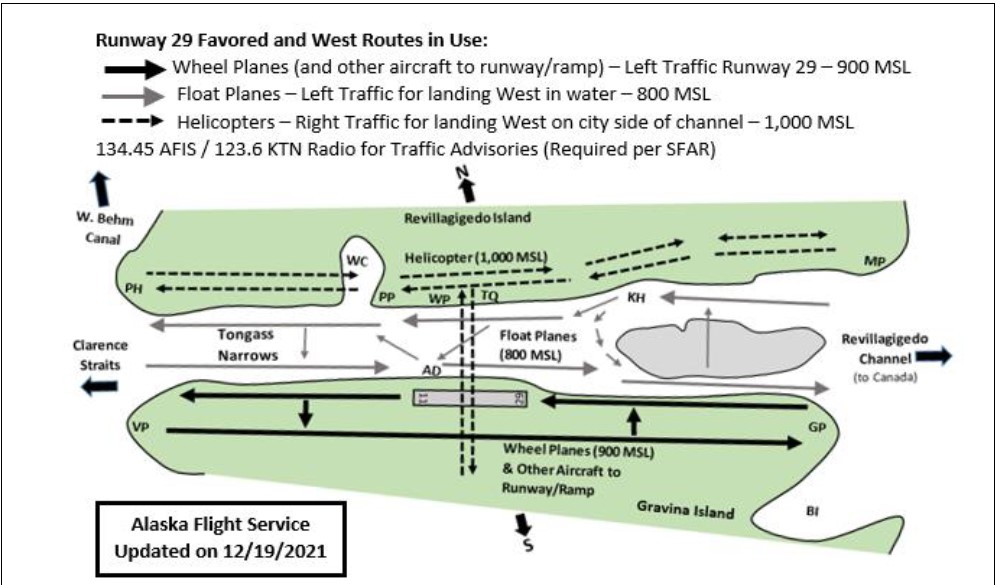 Ketchikan Runway 29 Favored and West Routes In Use