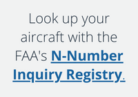 Text image button. Look up your aircraft with the FAA's Aircraft N-Number Inquiry Registry